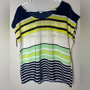 Striped Women's Top - Navy, Yellow, White